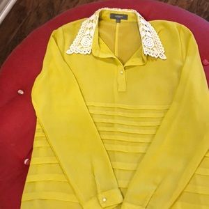 Umgee Size L mustar md yellow long sleeve blouse